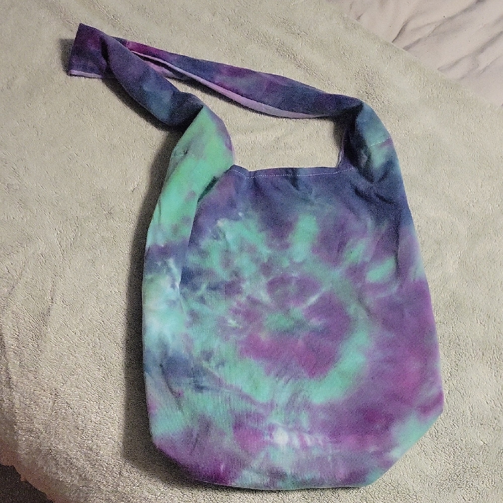 Tie-Dye Shoulder Bag - Purple and Green